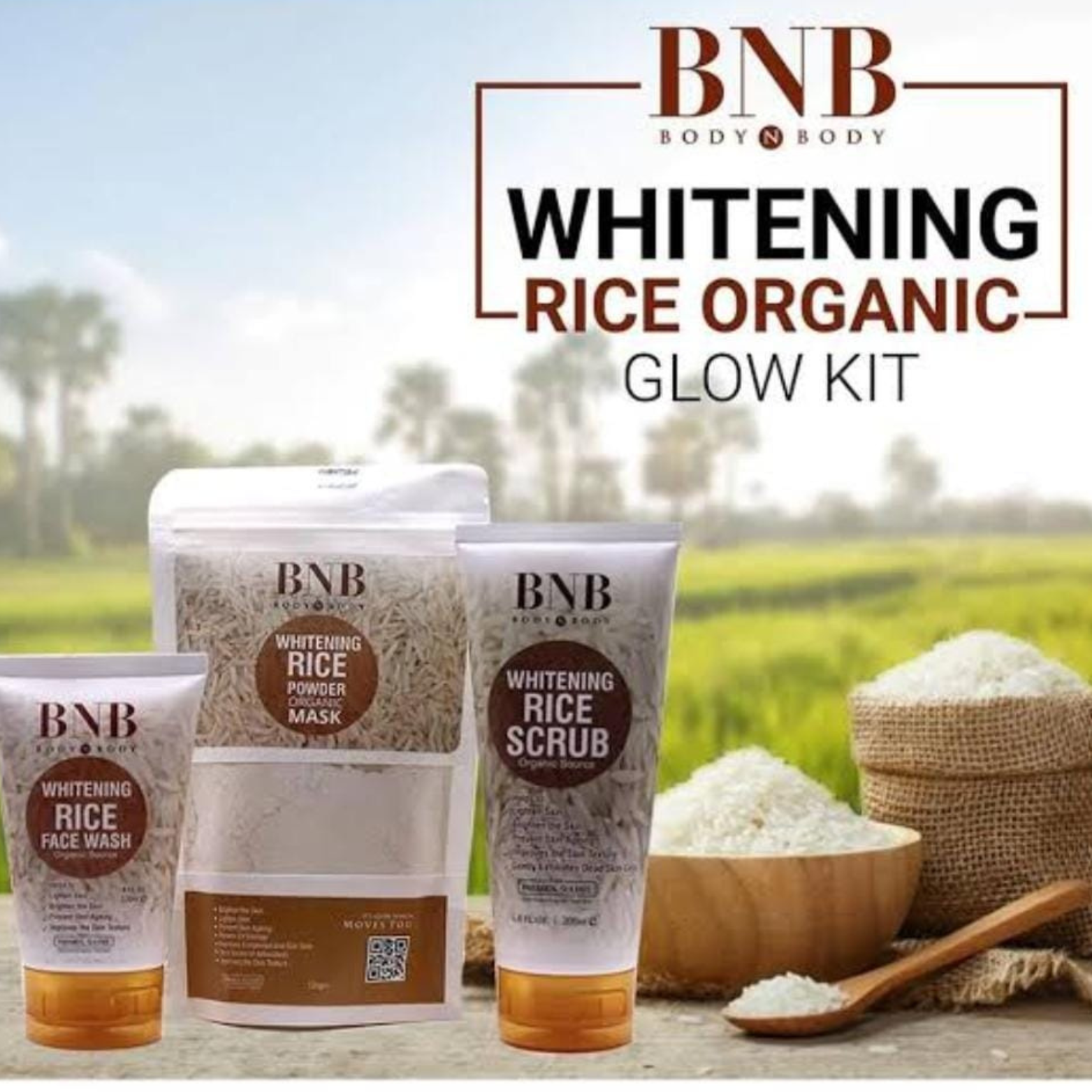 BNB Whitening Facial Kit – Radiance Set of 3 with Rice Extracts