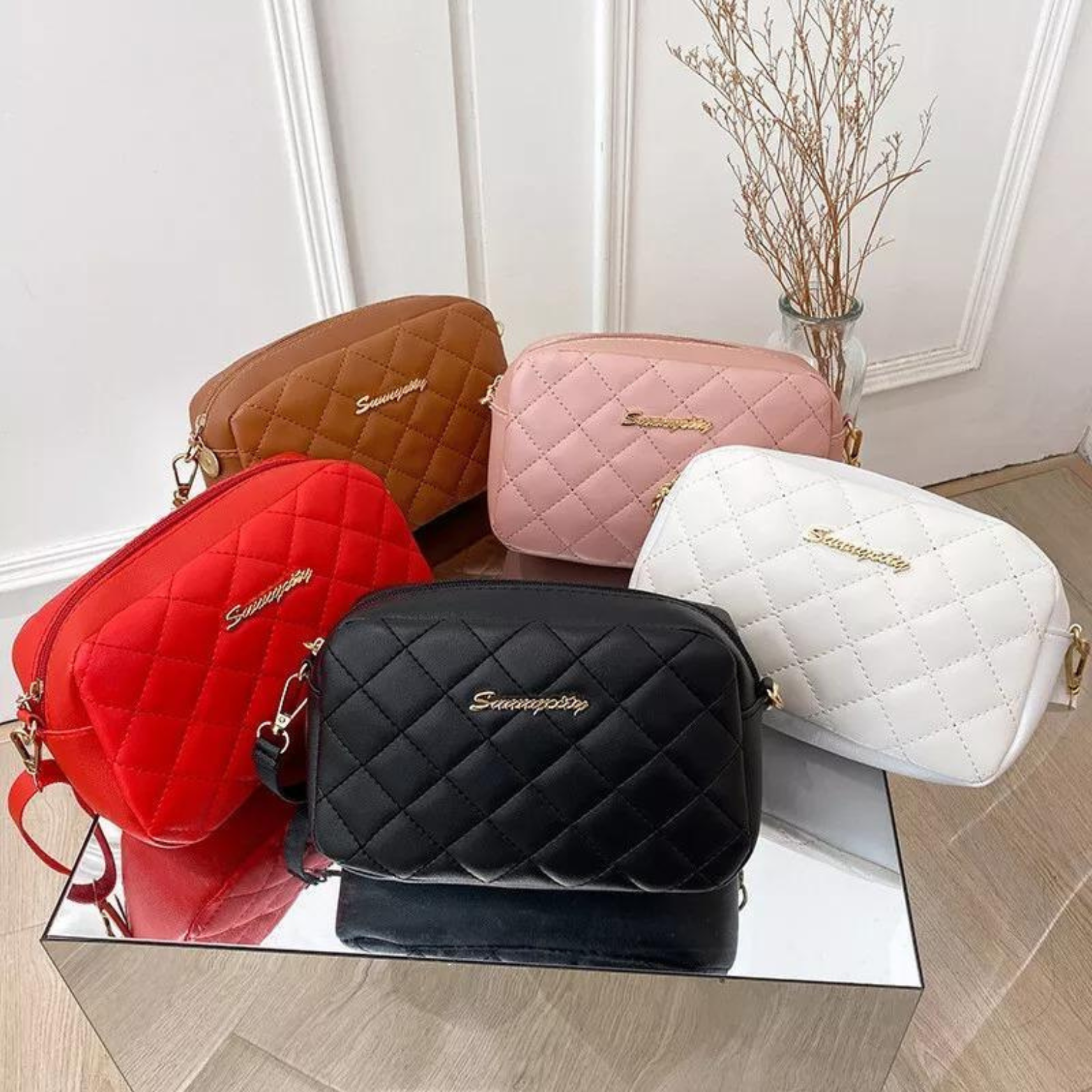 Trendy Embroidered PU Leather Shoulder Bag for Girls