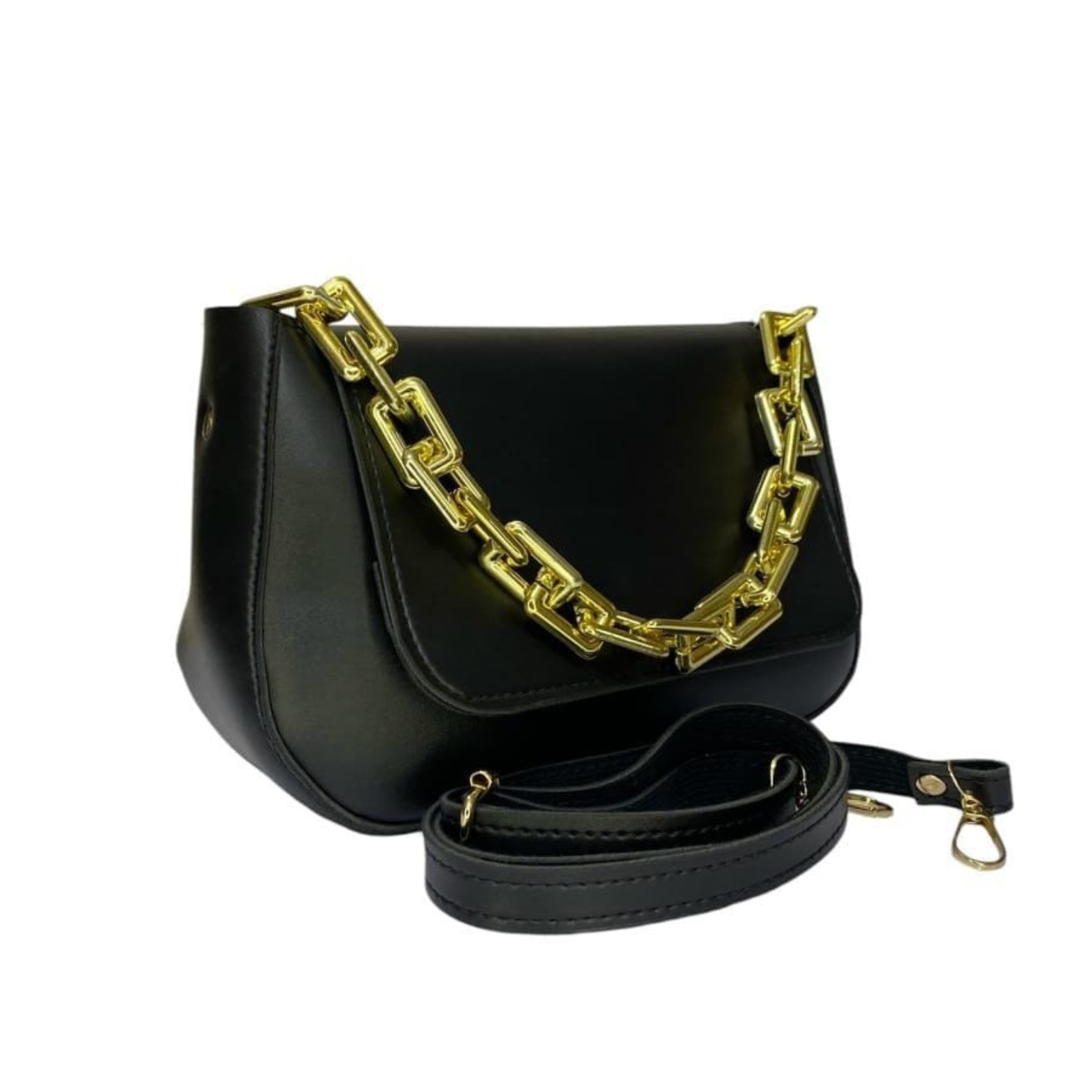 Girl's Saddle Crossbody Bag | Convertible PU Leather with Chic Chain