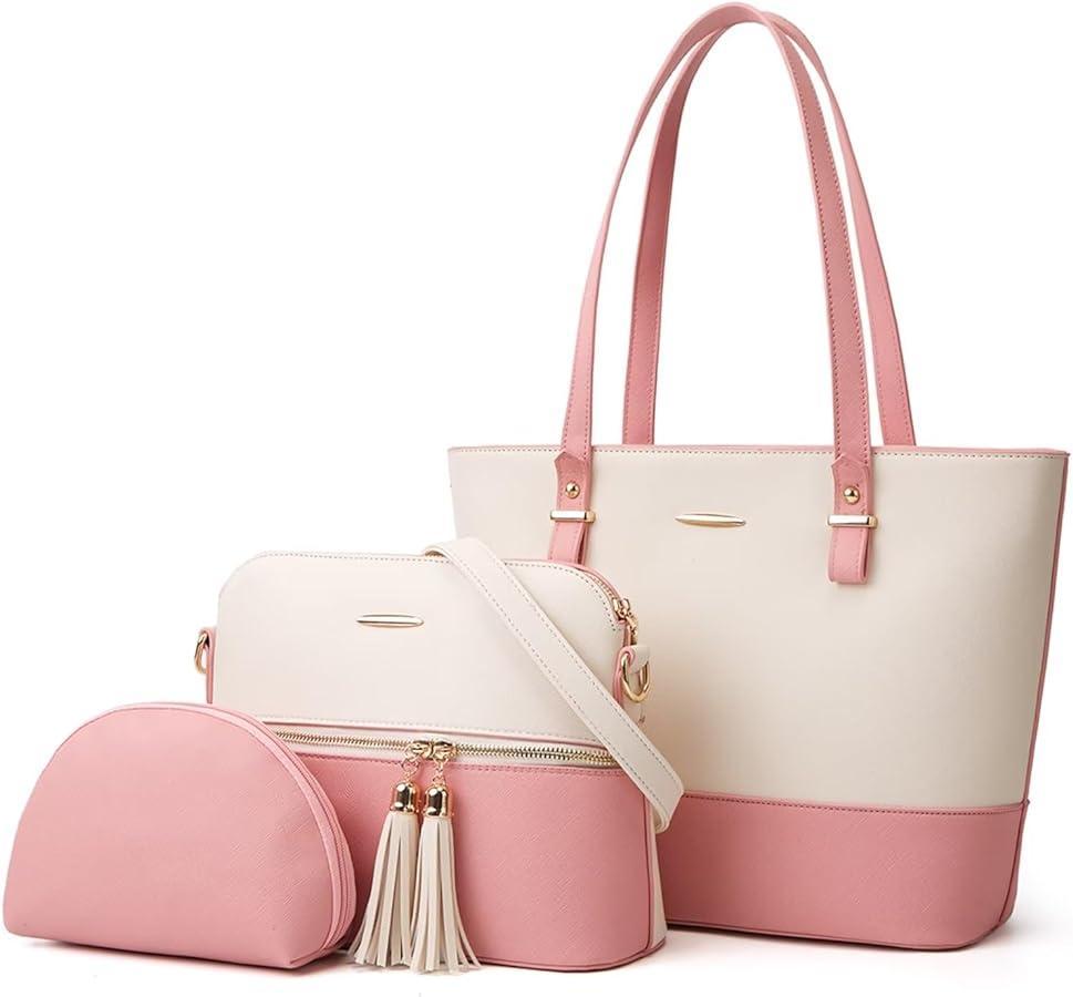 Women's Leather Bag Set | Shoulder Bag, Crossbody, & Pouch