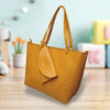 Stylish Women's Leather Textured Tote Bag with Matching Pouch