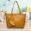 Stylish Women's Leather Textured Tote Bag with Matching Pouch